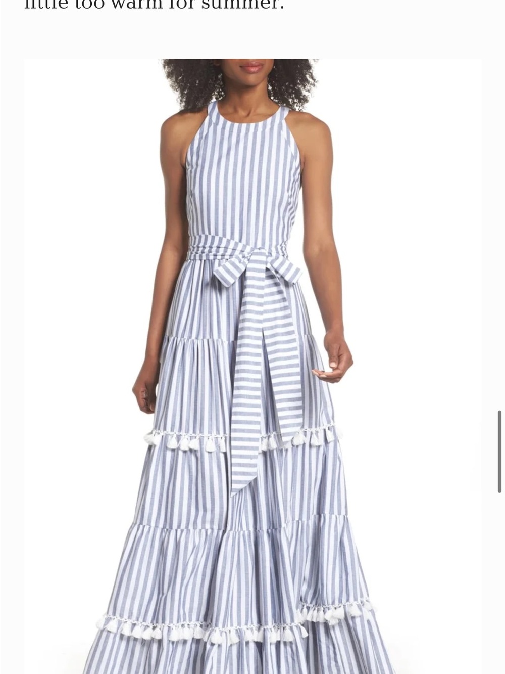 Eliza J Gray and White Striped Maxi Dress with Waist Tie